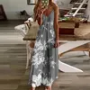 Casual Dresses Women Vacation Dress Deep Bohemian Style Floral Print Sundress V Neck Sleeveless Soft Beach Strappy For Daily Use