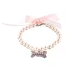 Vêtements de chien Mignon Pet Cat Perles Collier Collier avec Bling Bone Belle Mode Chiot Bijoux De Mariage Accessoires Pour Chiens Chats