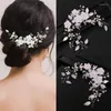 Clip per capelli alla moda fiore a foglia di testa a foglia di perla cristallo a banda per capelli per donna sposa festa di nozze nuziali accessori per matrimoni regalo