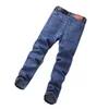 FI European American Style Stretch Men Jeans Luxury Men's Denim Trousers Slim Straight Deep Blue Gentleman Mens Storlek 28-38 M0ie#