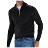 comfy Clothing Solid Lg Sleeve Turtleneck Shirts Half Zip Fleece Winter Coat Pullover Men Autumn Thick Warm Knitted Sweaters g5ef#