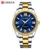 Curren Karien 8453 Montre à quartz pour homme avec bracelet en acier brillant et roue solaire