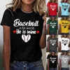 Magliette da donna Baseball Is His World He Workout Maglietta grande da donna per San Valentino, ampia e casual
