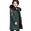 winter Warm Jacket Coat Women Lg Embroidery Down Cott Jackets Middle-Aged Womens Hooded Parkas Overcoat 6XL 1050 w47P#