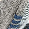 Cardigan tricoté classique à manches quatre barres pour femmes, couleur ample, patchwork, points de flocon de neige, décontracté