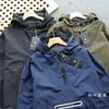 Ny Luxury Spring Autumn Men's Jacket FI Double Zip Hooded Outdoor Jacket Black Coat Pocket Sportwear Luxury Denim Jacket Z738#