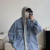 Uhytgf Fake Two Piece Autumn Denim Jackets för män FI Youth Casual Manlig Ytterkläder LG Sleeve Hooded Jeans Coat Man 3XL 180 T4X8#