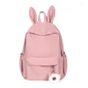 Schultaschen, rosa Farbe, Teenager-Tasche für Mädchen, Rucksack, Damen, Büchertaschen, Mittelschüler, Schultasche, große schwarze Ohren, Nylon-Rucksack