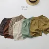 Shorts hjort jonmi 2023 sommar koreansk stil baby pojkar bomullslinne lös casual knä längd barn fast färg 230614 droppleverans k dhmdo