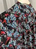 Blusas femininas 2024 outono mulheres camisa de seda retro floral impressão em torno do pescoço manga longa feminino único breasted