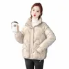 2023 nuove donne di inverno soprabito Parka lucido giù Cott giacche collare del basamento caldo Parka cappotto corto femminile Outwear Cott vestiti a2CV #