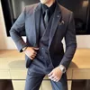 4xl 5XLBlazer+Vest+Trousers Men's Elegant Fi Busin A Variety of Gentlemen Casual Formal Woolen Suit Three-piece Suit l1y1#