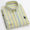 En chemise 100% coton chemise complète pour hommes Smart décontracté rayé chemise unie articles hauts à manches longues vêtements de bureau 240320