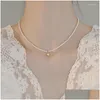 Ожерелья с подвесками, элегантное белое ожерелье из бусин с искусственным жемчугом для женщин, кристалл, золотое сердце, милые вечерние украшения, Collier Femme Drop De Otmey