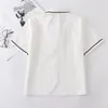 Kort ärm Sailor Suit Shirt JK Uniform Basic Tops Sweet Japanese School Dress for Grils High midje arbetskläder 240325