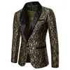 Золотой жаккардовый бронзовый пиджак с цветочным принтом, мужской пиджак на одной пуговице, свадебное платье, вечерние костюм певицы на сцене 240321