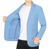 hoo 2023 Herren-Blazer aus Eisseide, leicht, Sommer, lässig, Stretch, X2GM#