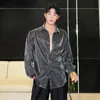 Iefb Camicia casual da uomo Trendy Liquid Versatile Design lucido Fi Allentato Lg Manica Top Stile coreano Abbigliamento Persality 9C584 I322 #