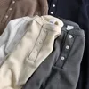 가을과 겨울 미국 레트로 260G 와플 니트 헨리 칼라 티셔츠 남자 fi lg-sleeved 느슨한 캐주얼 바닥 탑 g6th#