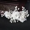 Hair Clips Trendy Crystal Pearl Comb Flower Rhinestone Headband For Women Bridal Wedding Accessories Jewelry Clip Pin