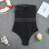 Suits Sexy One Piece Swimsuit Women Black Pink Blue Strapless Hollow Tankini High Waist PushUp Tummy Control Swimwear Monokini