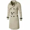 Schinte Hommes Trenchcoat Style britannique Classique Trench-Coat Veste Double Boutonnage Lg Slim Outwear Ceinture en cuir réglable Q5lJ #