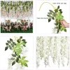 Gravestones 12 Pcs 45inch Wisteria Artificial Flower Silk Vine Garland Hanging for Wedding Party Garden Outdoor Greenery Office Wall Decor