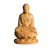 Sculptures Wooden Buddha Figurine Buddhist Small Statue Aesthetic Room Decor Yoga Studio Desk Decor Ornaments Home Decoration