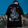 Camiseta con estampado de oso de anime Y2K Hombres Verano Cott Cuello redondo Camiseta de manga corta Hip-Hop Streetwear Harajuku Camiseta suelta de gran tamaño D47x #