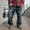 Calças de brim homens soltos calças jeans reta fi clássico streetwear hip hop marca skate azul perna larga calças tamanho grande 46 n9lw #