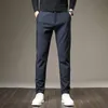 2023 New Stretch Casual Pants Men Thick Slim Work Elastic Waist Soft Formal Trousers Male Korea Black Grey Suit Brand Clothing U3S8#