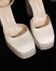 Designer kvinnor sommar sexiga lyx sandaler skor äkta läderblock höga klackar pumpar chunky plattformsfest bröllop öppna tår klädform formell mode ygn48-j307-4