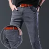 Hoge Kwaliteit Heren Jeans Met Rechte Pijpen Hoge Taille Elastische Fi Casual Wed Denim Broek Maat 28-38 grijze Broek E03M #