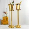 Hooks 304 Stainless Steel Champagne Bowl Holder Floor Standing Ice Bucket With Stand Wine Beer Beverage Storage Type Bar