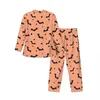 Home Clothing Flying Bat Pyjama Sets Frühlingsschwarze Fledermäuse Druck Schlafwege Männer 2 Stück Vintage Oversize Design Anzug Geburtstagsgeschenk