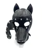 Morbida pelle Bondage Testa di cane Cappuccio Copricapo Maschera staccabile Benda sull'occhio Schiavo adulto BDSM Giochi da letto Giocattolo del sesso8776561