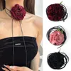 Collana girocollo con cinturino a fiori in tessuto moda sexy per donne Filo di cera fatto a mano Collane a doppio uso Collare con lacci in corda