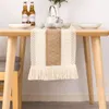 Bordduk Bomull och linne Flaggfärg Knutt Hollow Fringe Decoration Fall Trabbad Runda 60