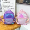 Crianças bonito brilhante colorido lantejoulas mini mochila moda amor coração asas sacos de escola meninas jardim de infância adorável crianças mochilas 240318