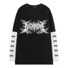 Gothic Graphic punk T-shirt men summer Hip hop Japanese Harajuku style y2k print loose student Fake two shirt 240313