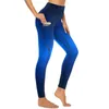 Kobiety legginsy elektryczne niebieskie spodnie jogi seksowne minimalistyczne gladient Glow Niestandardowy trening wysokiej talii Leggins Kobiety