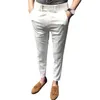 Mäns kostymer Mänbyxor Young Style Slim Fit Soft Fabric Super Breattable Mid midje dräkt Pants Ninth Daily Clothes