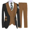 lansboter Green Men Suit 3 Piece Slim Fitting Lapel Black Coat Suitable For Wedding Banquet Groom Dr Jacket Vest With Pants D1F2#