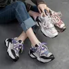 Scarpe casual Krasovki 6cm Autunno Donna Chunky Sneaker Stivaletti di colore misto Piatto comodo Primavera Estate Air Mesh Stivaletti in vera pelle