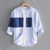 livraison directe !!Chemise à manches trois-quarts pour hommes, couture d'été, revers de couleur, pour un usage quotidien x2S1 #