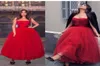 2020 New Red Spaghetti Strap Ball Gown Ankel Length Evening Dresses Sexy Sweetheart Muslim Saudi Arabic Tulle Women039s Party G9861416