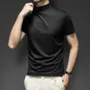 versatile Men's Short Sleeve Mock Neck Plain Tshirt Blouse Pullover Top in White/Black/Royal Blue/Burdy/Dark Grey b1oG#