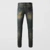 Street Fi Hommes Jeans Rétro Mer Noir Bleu Stretch Skinny Ripped Jeans Hommes En Cuir Patché Designer Hip Hop Marque Pantalon n3Cw #