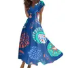 Casual Dresses Women's Summer Fruit Printed V-ringen Long Vestidos Largos de Mujer Dress Woman 2024 Trendy Evening