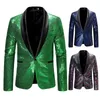 Shiny Gold Sequin Glitter Empelled Blazer Jacket Men Nightclub Prom Suit Coats Mens Costume Homme Stage Clothes for Singers F4NW#